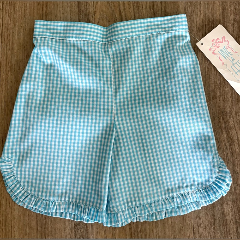 NEW! Vive La Fete Blue Gingham Ruffle Shorts-New with Tags